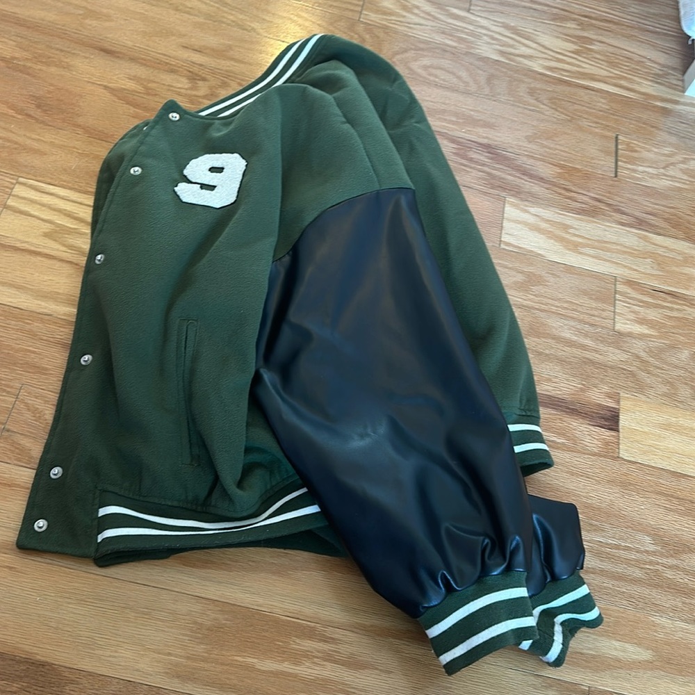 Green varsity jacket